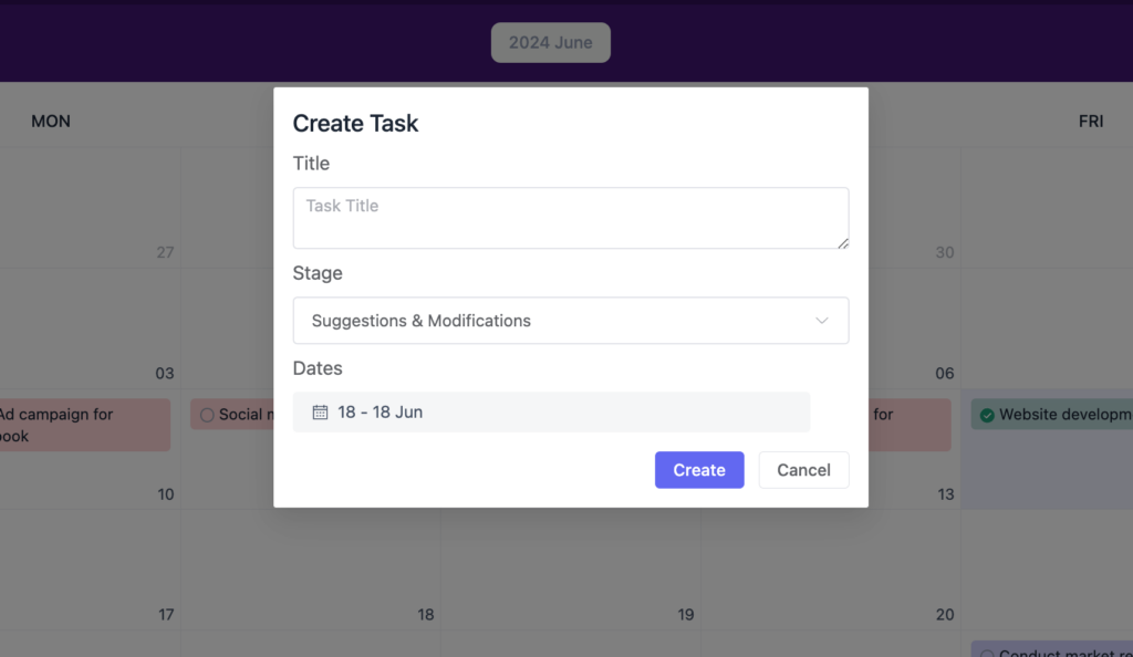 Add task directly on your calendar